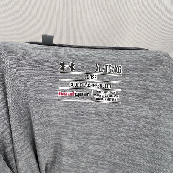 Under Armour Mens HeatGear Polo Shirt XL Extra Large Gray & White Striped - Picture 4 of 8